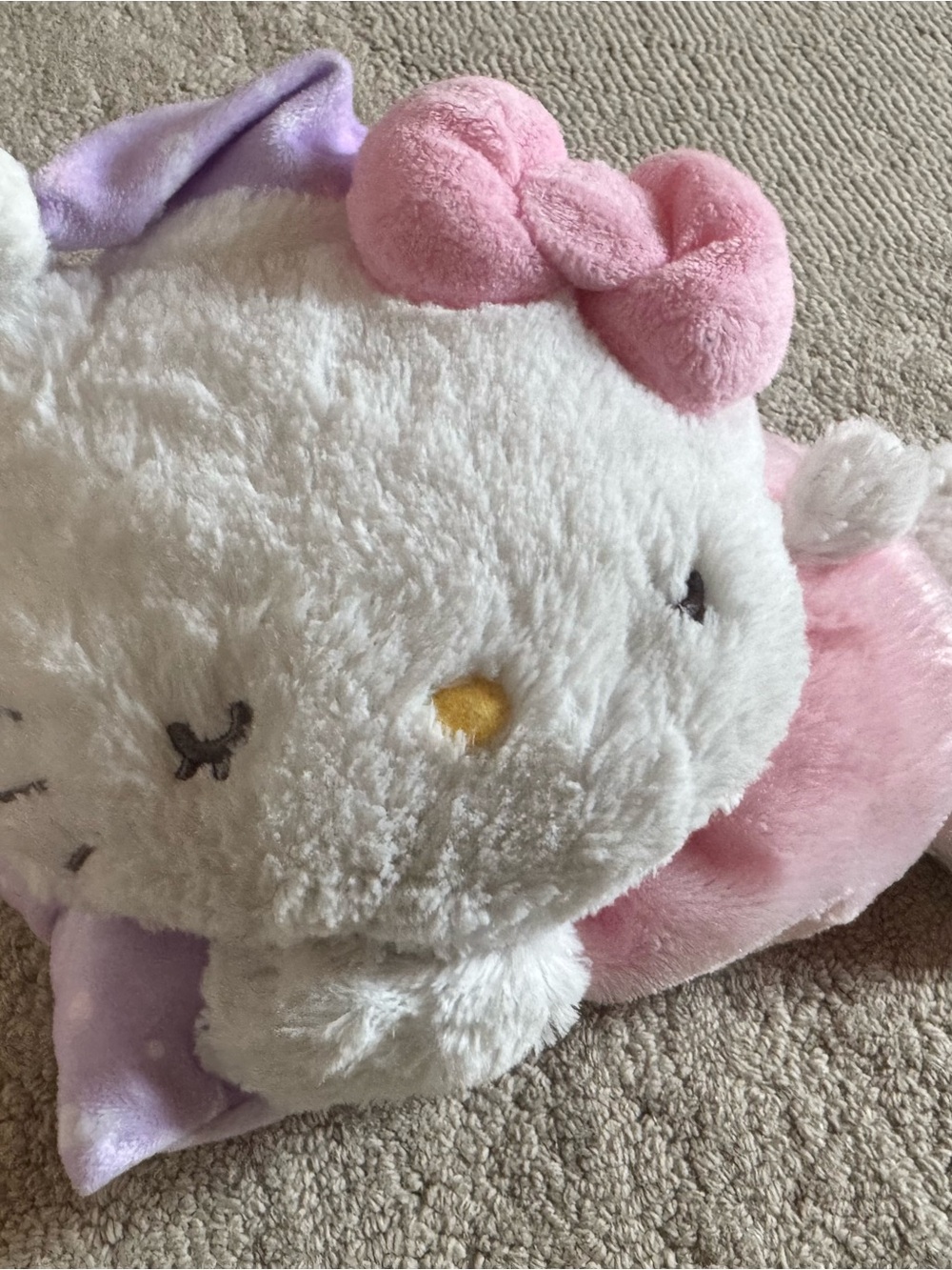 Hello Kitty Plush Pillow in White, Pink and Lavender